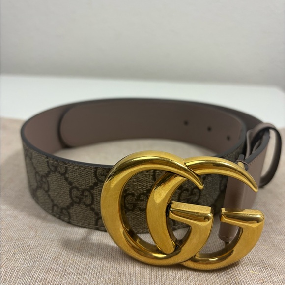 Gucci Double GG Supreme Leather and Canvas Belt - Picture 1 of 6